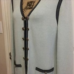 St. John Collection by Marie Grey Gorgeous Powder Blue Jacket Black Whit…
